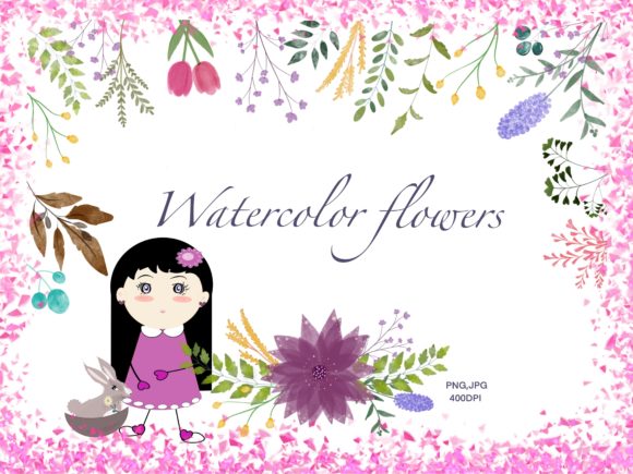 Beautiful Watercolor Flowers Clipart Graphics and Illustrations