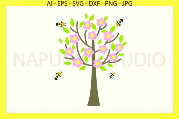 Bee Flowers Tree Animals Svg Graphics and Illustrations Review