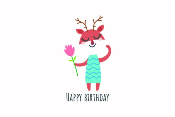 Birthday Party Animal Deer Flowers Svg Graphics and Illustrations Review