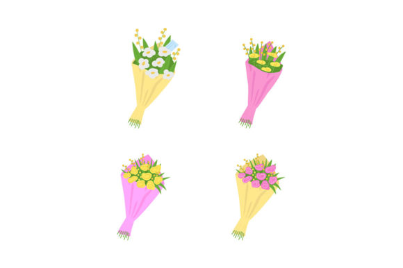 Bouquets, Flowers with Messages Graphics and Illustrations