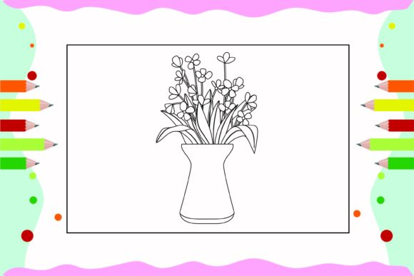 Flowers Coloring Pages for Kids 22 Graphics and Illustrations