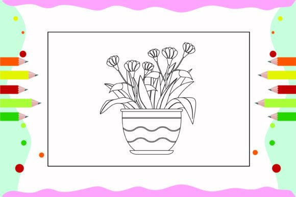 Flowers Coloring Pages for Kids 44 Graphics and Illustrations