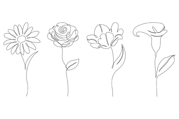 Flowers, Line Art Graphics & Illustrations Review