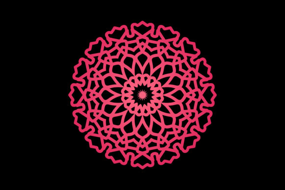 Mandala Illustration Pink Flowers Design Graphics and Illustrations