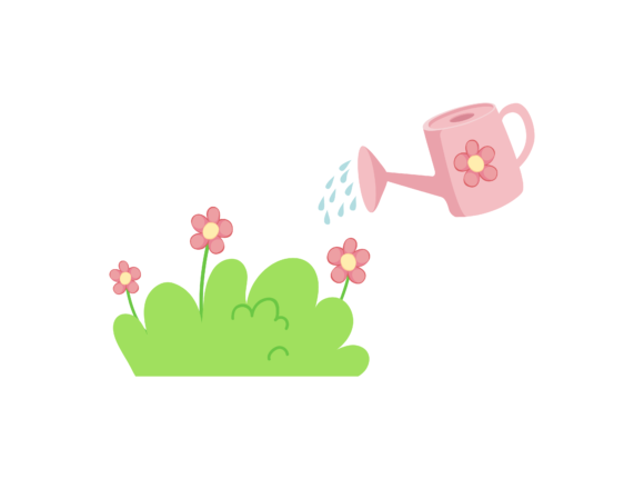 Spring Watering the Flowers-12 Graphics and Illustrations Review